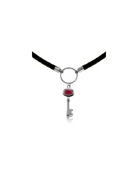 0.5 Carat 14K White Gold Leather Key Necklace Ruby