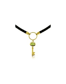 0.5 Carat 14K Gold Leather Key Necklace Peridot