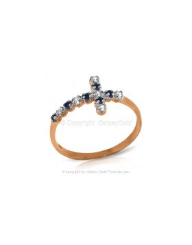 0.24 Carat 14K Rose Gold Cross Ring Diamond Ruby