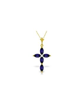 1.1 Carat 14K Gold Necklace Natural Diamond Sapphire