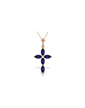 1.1 Carat 14K Rose Gold Necklace Natural Diamond Sapphire