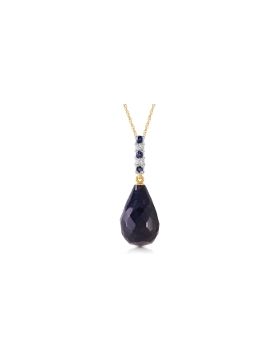 8.95 Carat 14K Gold Necklace Diamond Briolette Drop Sapphire