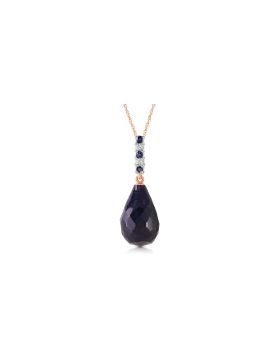 8.95 Carat 14K Rose Gold Necklace Diamond Briolette Drop Sapphire