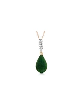 8.88 Carat 14K Gold Necklace Diamond Briolette Drop Emerald