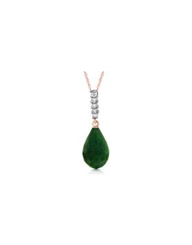 8.88 Carat 14K Rose Gold Necklace Diamond Briolette Drop Emerald