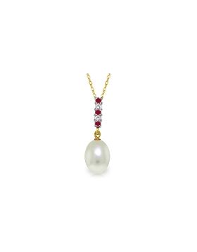 4.15 Carat 14K Gold Necklace Diamond, Ruby Briolette Pearl