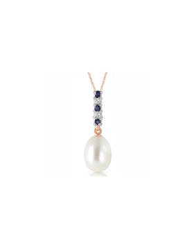 4.15 Carat 14K Rose Gold Necklace Diamond, Sapphire Briolette Pearl