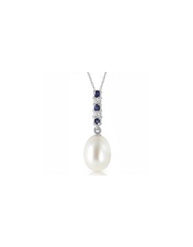 4.15 Carat 14K White Gold Necklace Diamond, Sapphire Briolette Pearl
