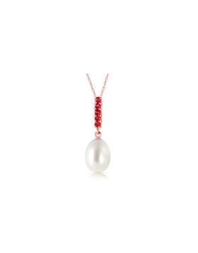 4.2 Carat 14K Rose Gold Necklace Ruby Briolette Pearl