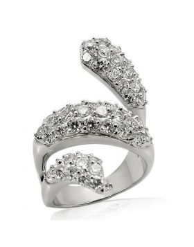 LOS219-6 - 925 Sterling Silver Rhodium Ring AAA Grade CZ Clear