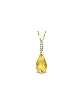 5.08 Carat 14K Gold Necklace Diamond Briolette Drop Citrine