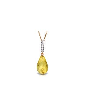 5.08 Carat 14K Rose Gold Necklace Diamond Briolette Drop Citrine