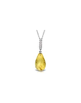 5.08 Carat 14K White Gold Necklace Diamond Briolette Drop Citrine