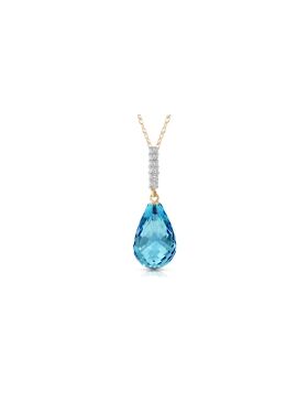 6.68 Carat 14K Gold Necklace Diamond Briolette Drop Blue Topaz