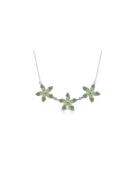 4.2 Carat 14K White Gold Necklace Natural Green Amethyst