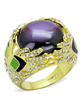 LO3367-6 - Brass Gold Ring AAA Grade CZ Amethyst