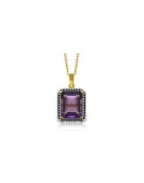 14K Gold Necklace w/ Natural Diamonds & Amethyst