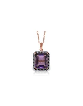 14K Rose Gold Necklace w/ Natural Diamonds & Amethyst