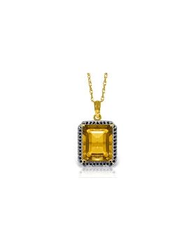 14K Gold Necklace w/ Natural Black Diamonds & Citrine