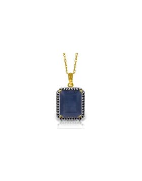 14K Gold Necklace w/ Natural Black Diamonds & Sapphire