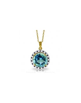 14K Gold Black / White Diamonds & Blue Topaz Necklace