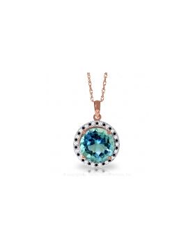 14K Rose Gold Black / White Diamonds & Blue Topaz Necklace