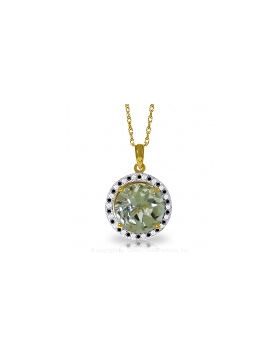14K Gold Black / White Diamonds & Green Amethyst Necklace