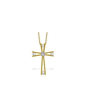 14K Gold Cross Necklace w/ Natural 0.45 Carat Diamonds