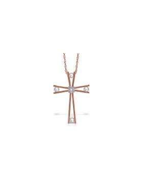 14K Rose Gold Cross Necklace w/ Natural 0.45 Carat Diamonds