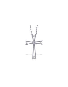 14K White Gold Cross Necklace w/ Natural 0.45 Carat Diamonds