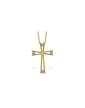 14K Gold Cross Necklace w/ Natural Diamond & Tanzanites