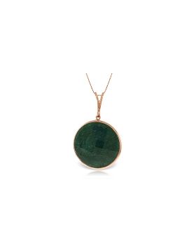14K Rose Gold Necklace w/ Checkerboard Cut Round Emerald Color Corundum