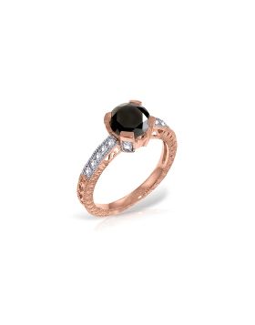 14K Rose Gold Ring Natural White & Black Diamond Gemstone