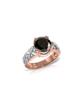 14K Rose Gold Ring Natural White & Black Diamond Jewelry