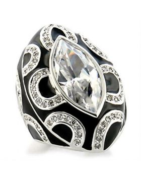 9W160-5 - Brass Rhodium Ring AAA Grade CZ Clear