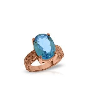 14K Rose Gold Ring w/ Natural Oval Blue Topaz