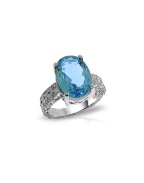 14K White Gold Ring w/ Natural Oval Blue Topaz