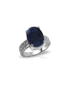 14K White Gold Ring w/ Natural Oval Sapphire