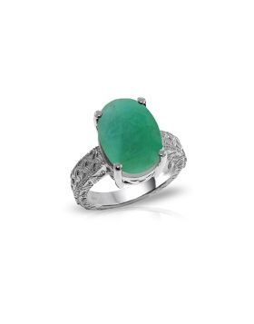 14K White Gold Ring w/ Natural Oval Emerald