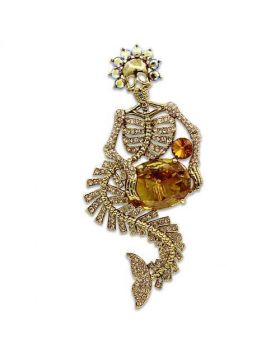 Brooches,White Metal,Gold,AAA Grade CZ,Topaz
