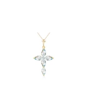 14K Gold Necklace w/ Natural Diamond & Aquamarines