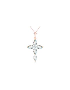 14K Rose Gold Necklace w/ Natural Diamond & Aquamarines