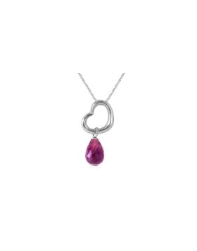 14K White Gold Heart Necklace w/ Dangling Natural Amethyst