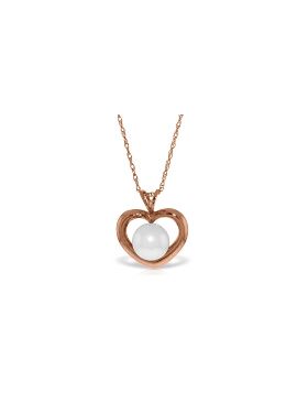 14K Rose Gold Heart Necklace w/ Natural Pearl