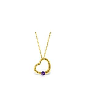 14K Gold Heart Necklace w/ Natural Amethyst