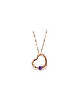 14K Rose Gold Heart Necklace w/ Natural Amethyst