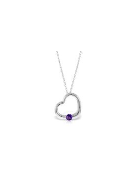 14K White Gold Heart Necklace w/ Natural Amethyst