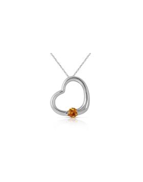 14K White Gold Heart Necklace w/ Natural Citrine