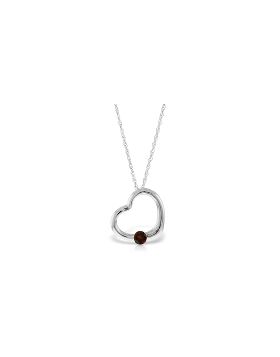 14K White Gold Heart Necklace w/ Natural Garnet