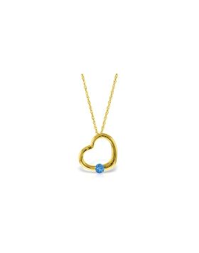 14K Gold Heart Necklace w/ Natural Blue Topaz